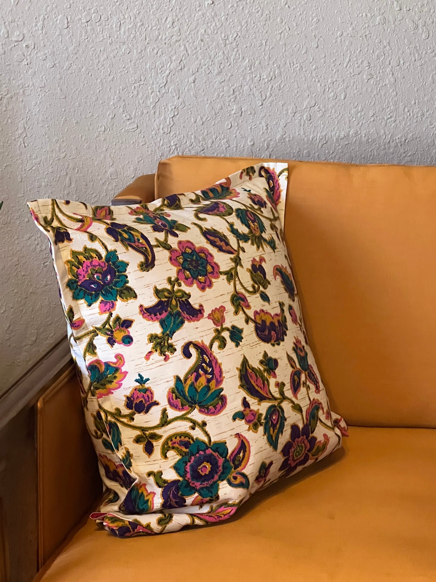 Pink and Purple Floral Pillow