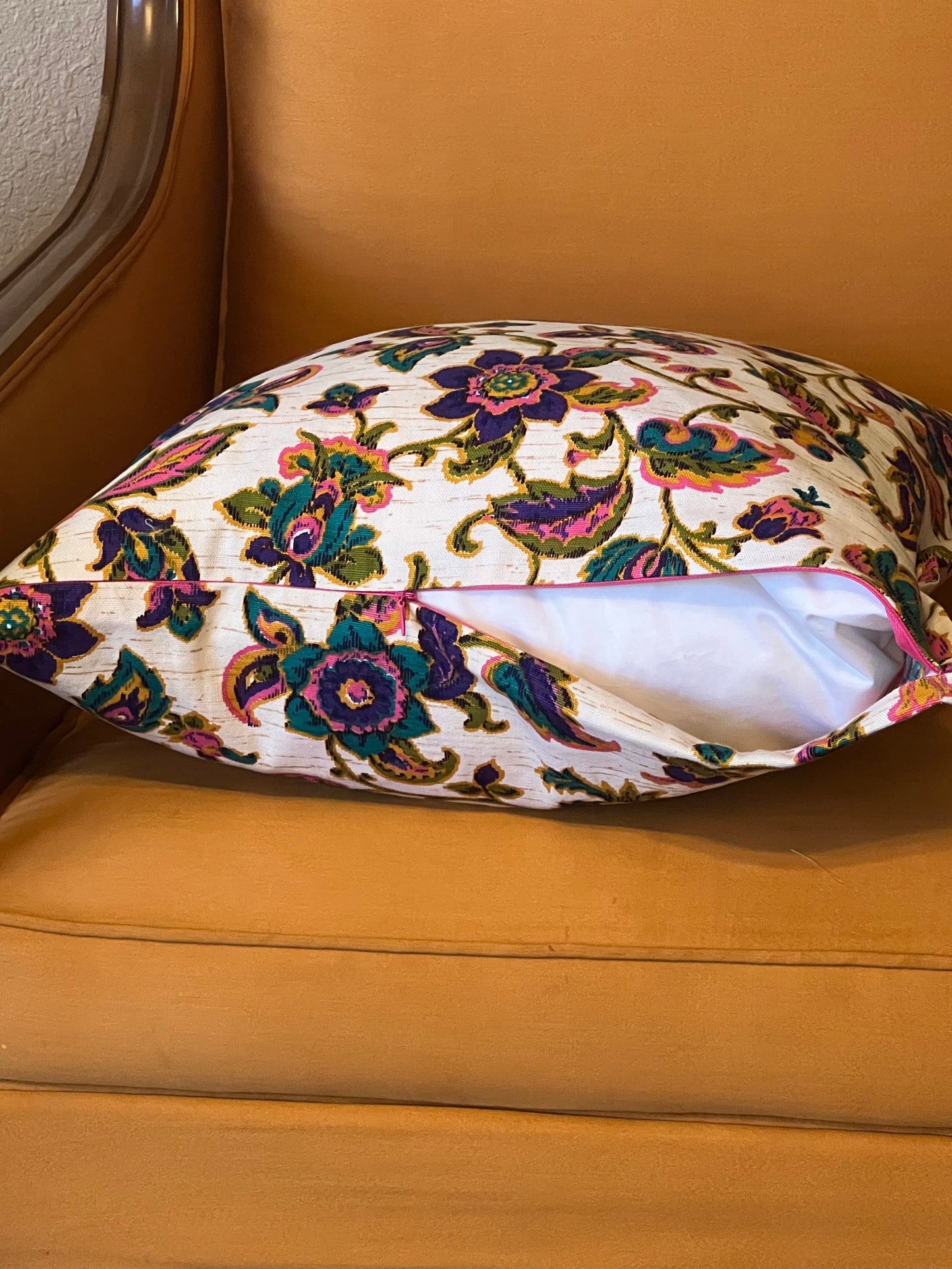 Pink and Purple Floral Pillow