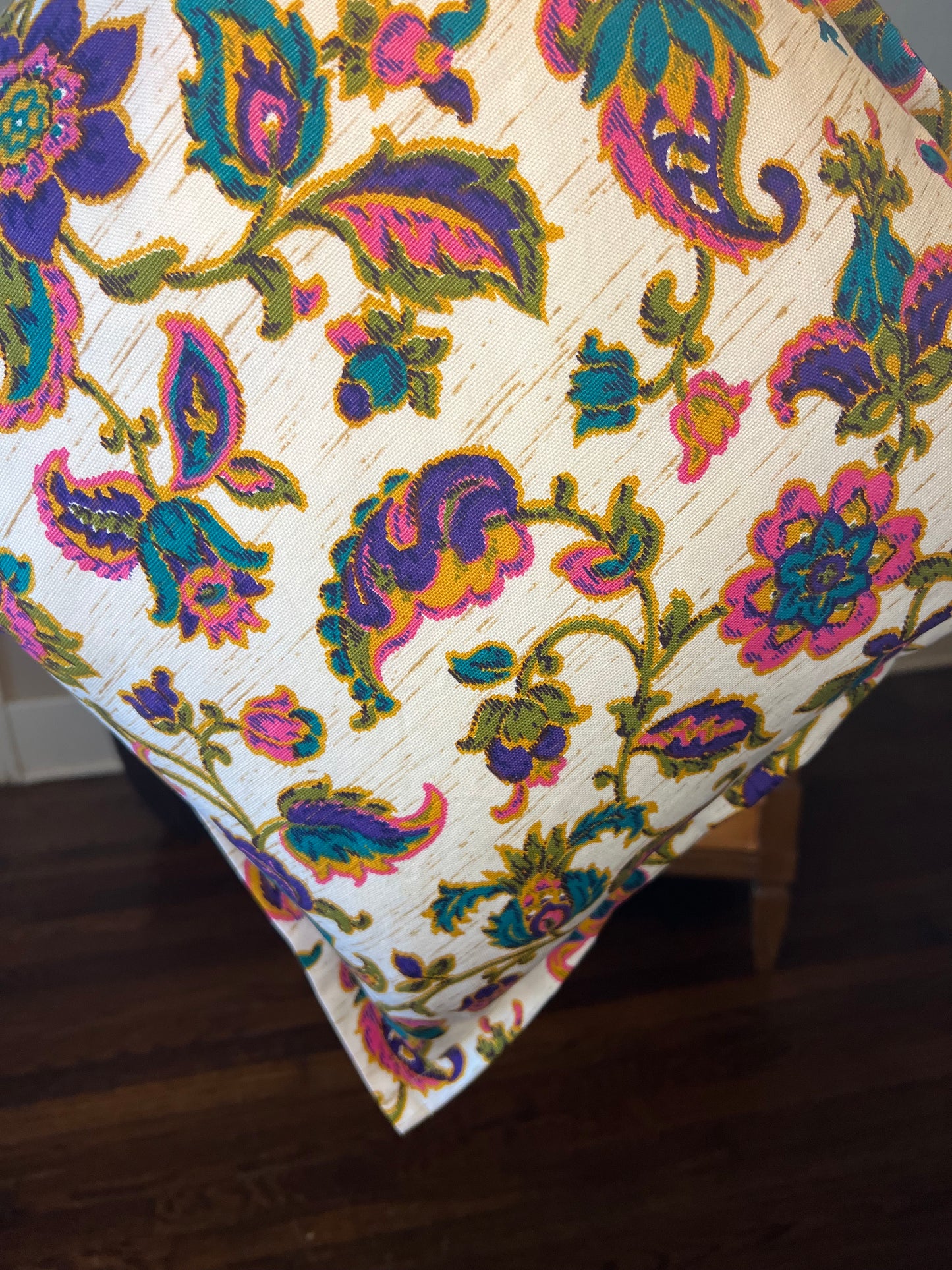 Pink and Purple Floral Pillow