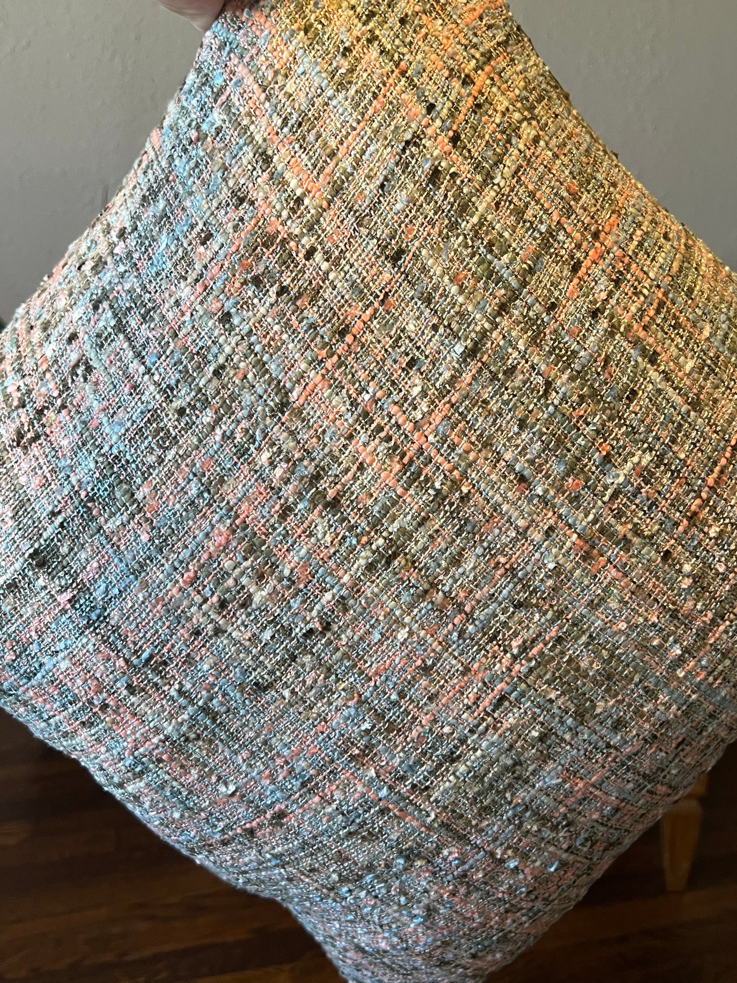 Two Sided Wooly and Cord Pillow