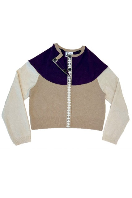 The Garden District Cashmere Cardigan in Purple