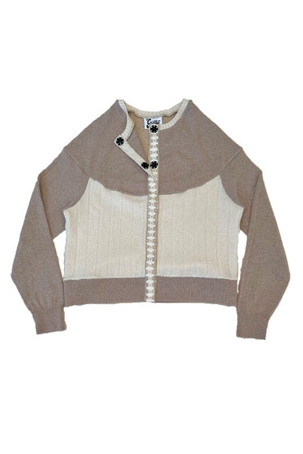 The Garden District Cashmere Cardigan in Beige