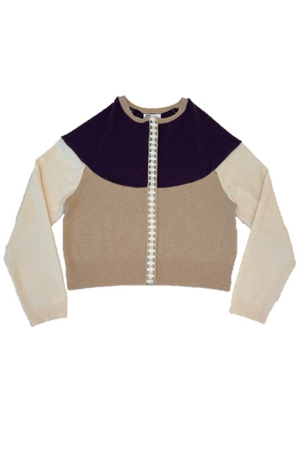 The Garden District Cashmere Cardigan in Purple