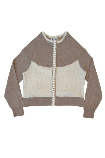 The Garden District Cashmere Cardigan in Beige