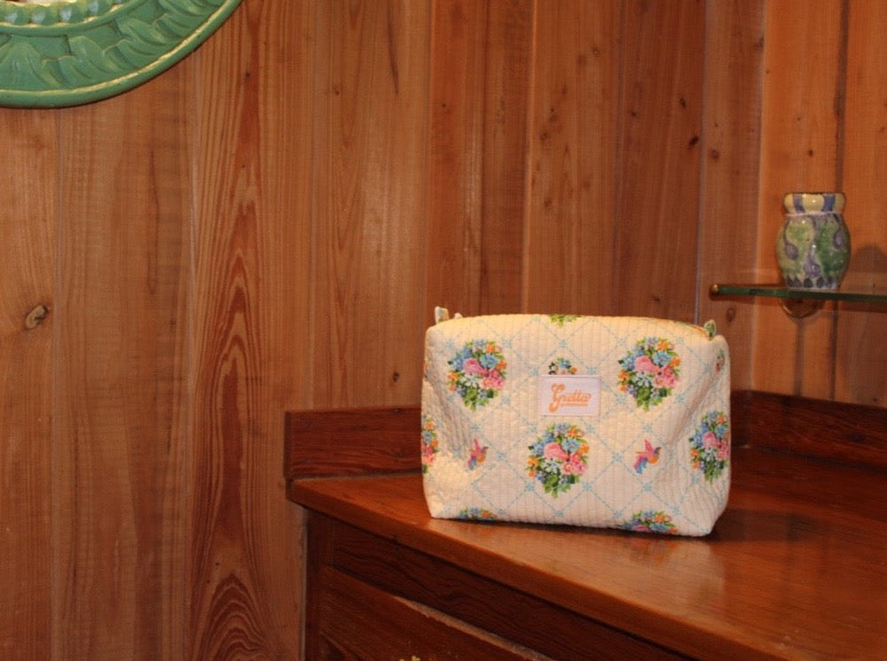 The Uptown Makeup Bag in Ivory Morning Dove