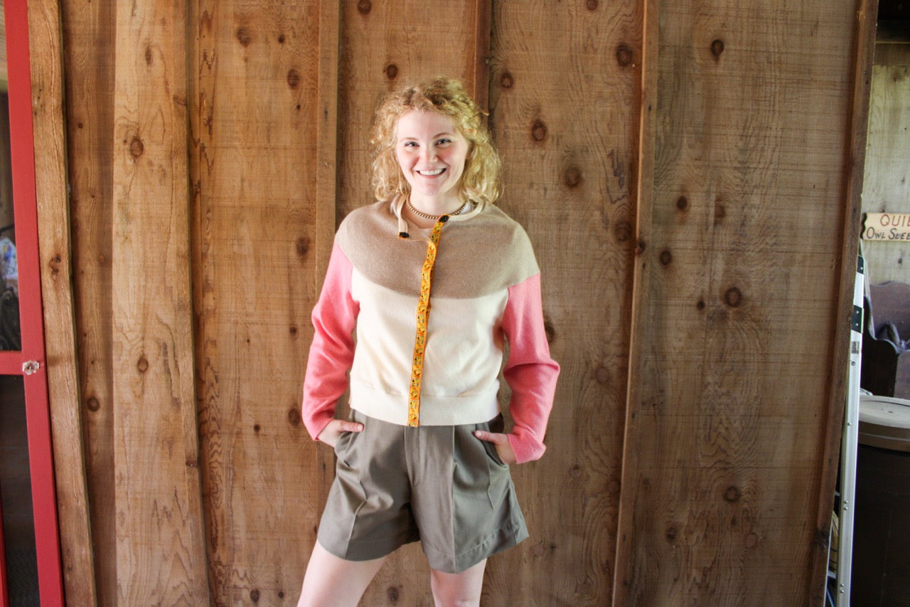 The Garden District Cashmere Cardigan in Sunset Pink