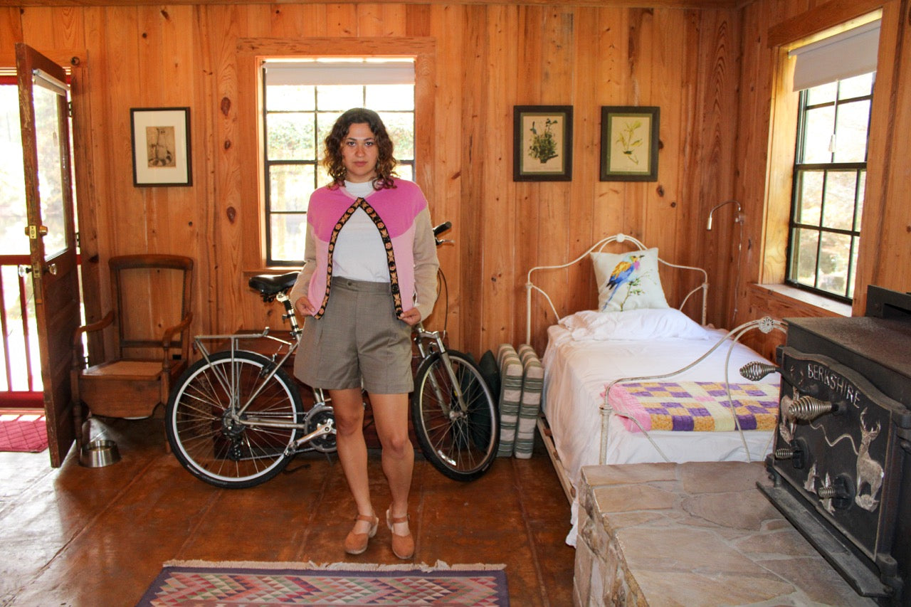 The Garden District Cashmere Cardigan in Hot Pink