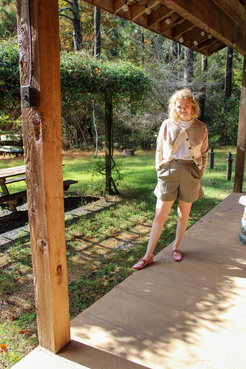 The Garden District Cashmere Cardigan in Beige