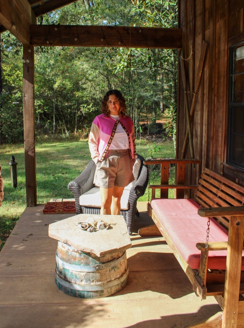 The Garden District Cashmere Cardigan in Hot Pink