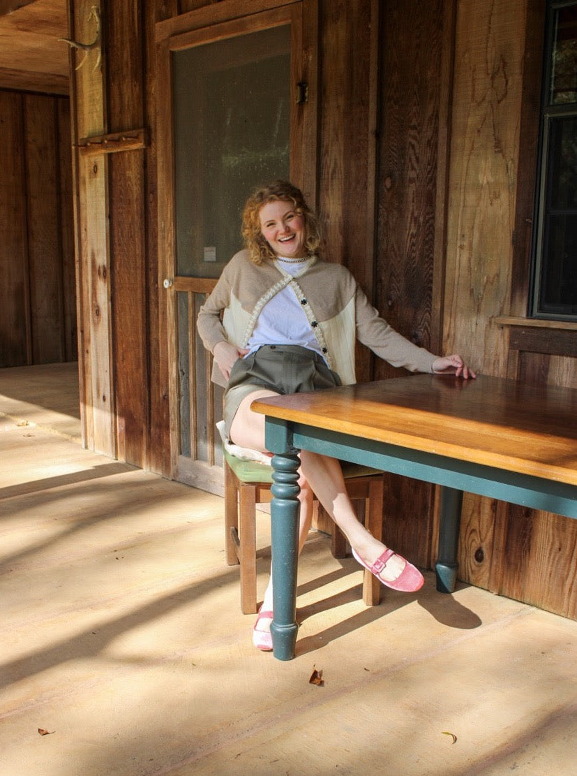 The Garden District Cashmere Cardigan in Beige