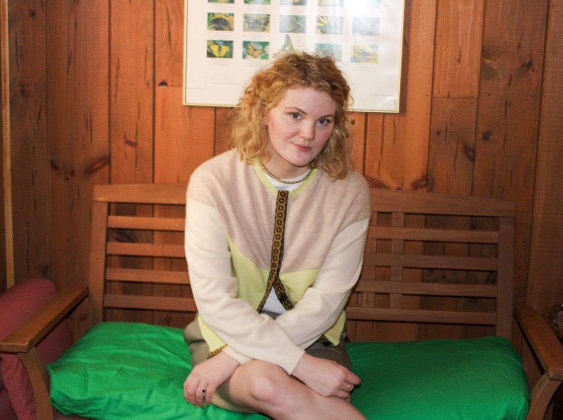 The Garden District Cashmere Cardigan in Green