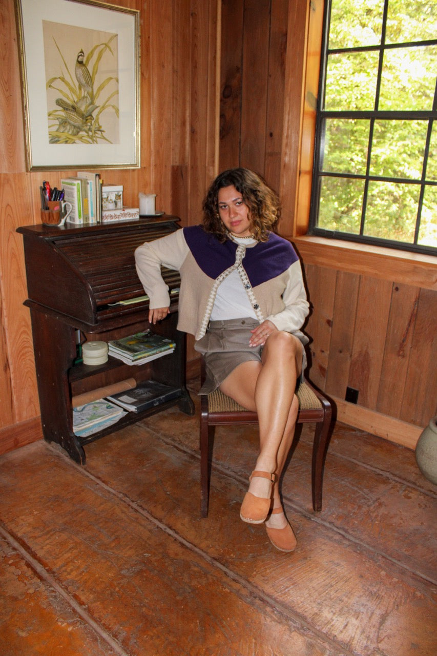 The Garden District Cashmere Cardigan in Purple