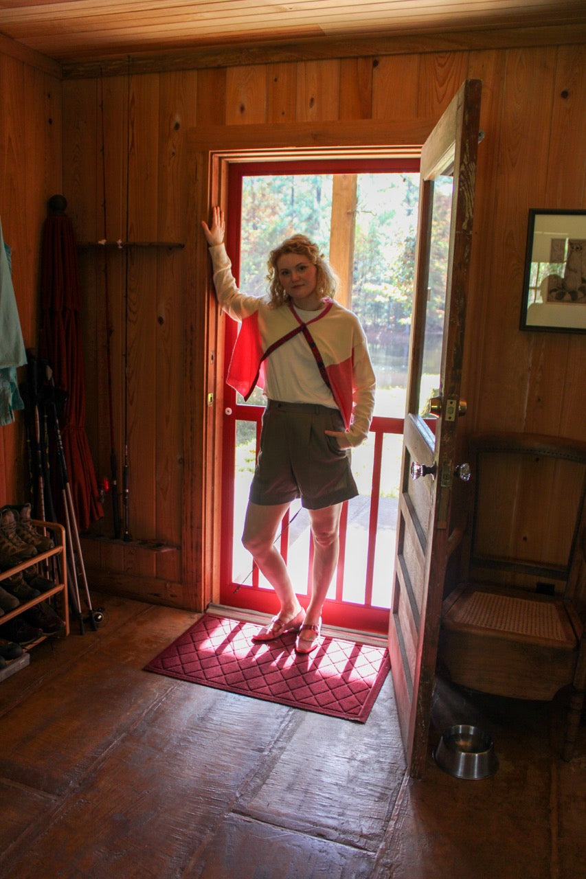 The Garden District Cashmere Cardigan in Carnation Pink