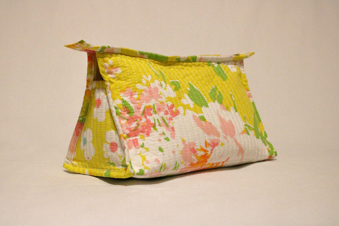 The Mid City Makeup Bag in Yellow Bloom