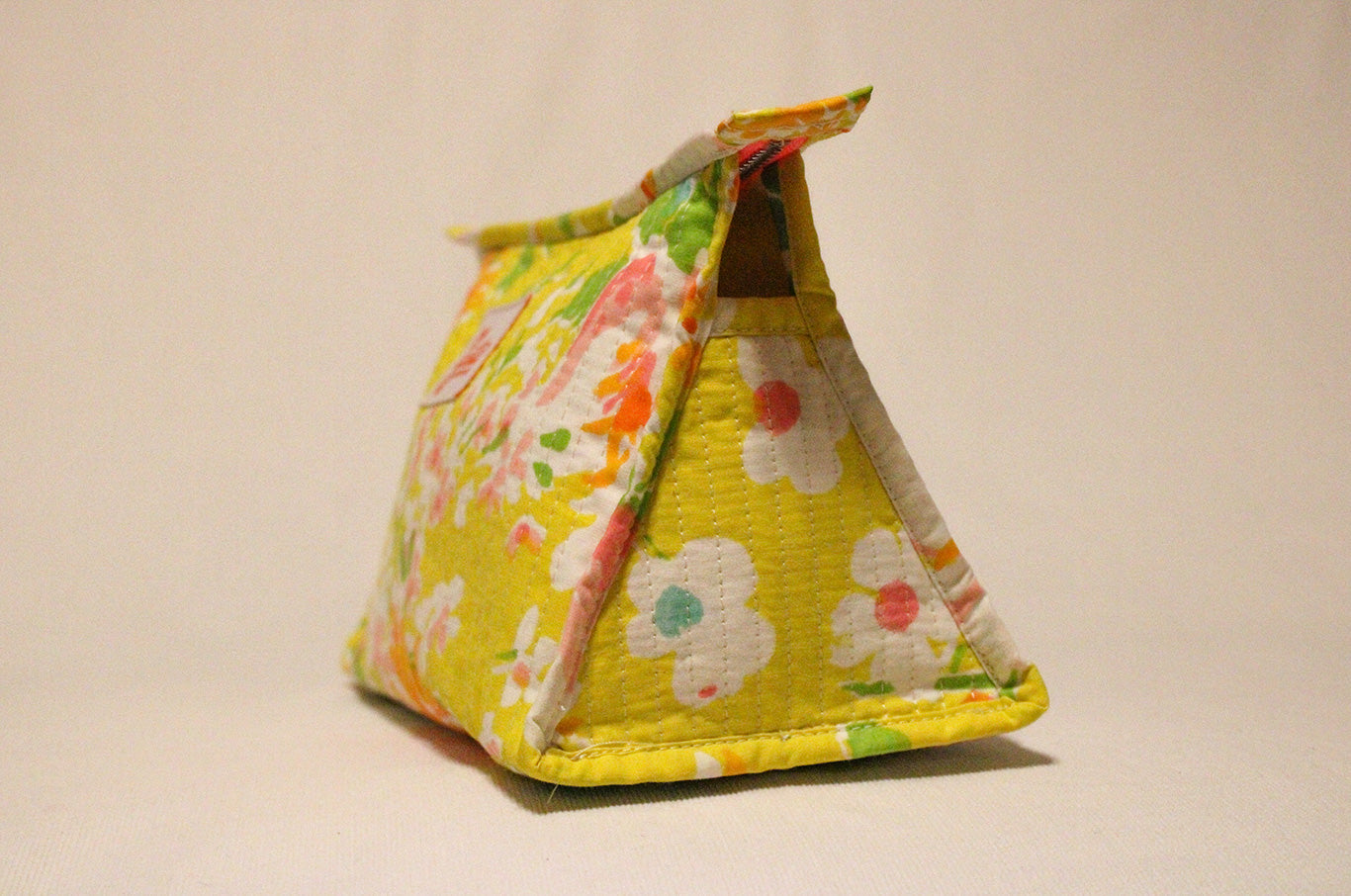 The Mid City Makeup Bag in Yellow Bloom