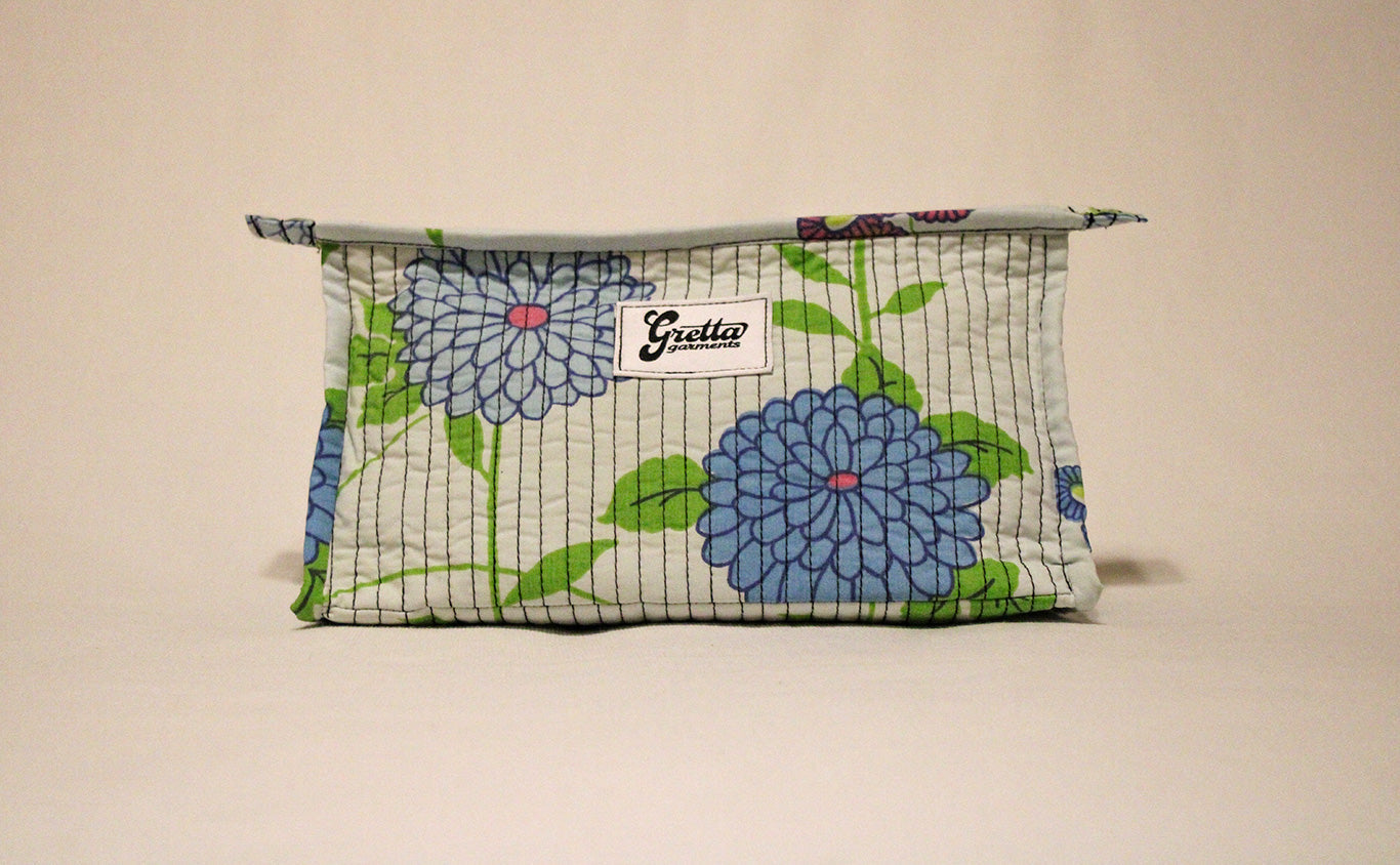 The Mid City Makeup Bag in Blue Dahlia