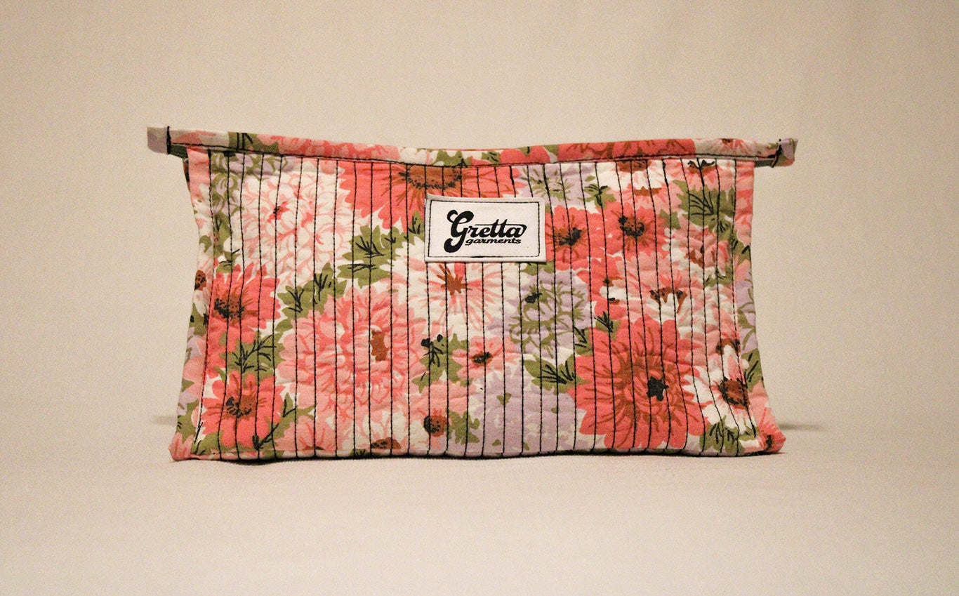 The Mid City Makeup Bag in Pink Zinnia