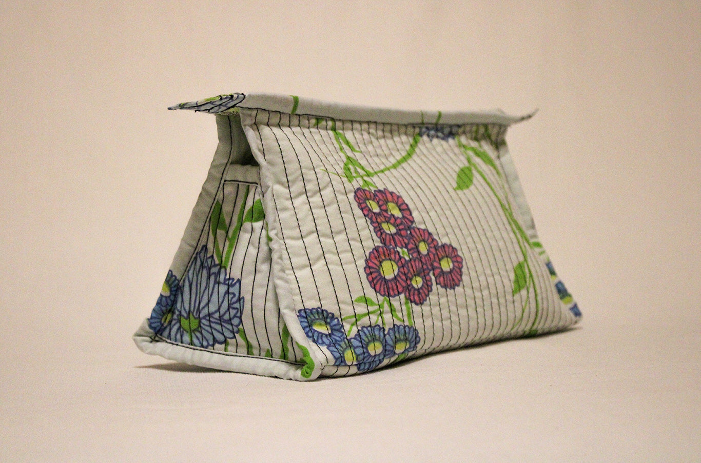 The Mid City Makeup Bag in Blue Dahlia