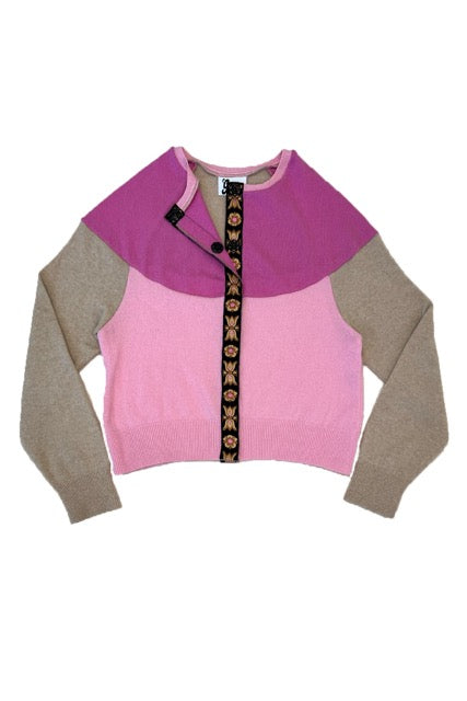 The Garden District Cashmere Cardigan in Hot Pink
