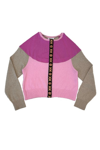 The Garden District Cashmere Cardigan in Hot Pink