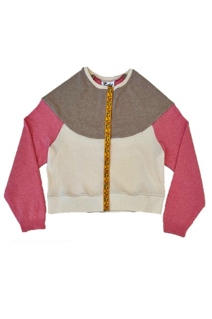 The Garden District Cashmere Cardigan in Sunset Pink