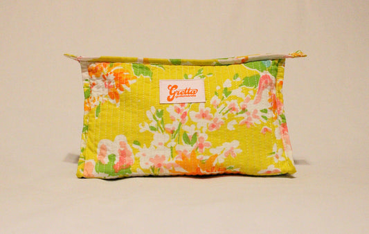 The Mid City Makeup Bag in Yellow Bloom